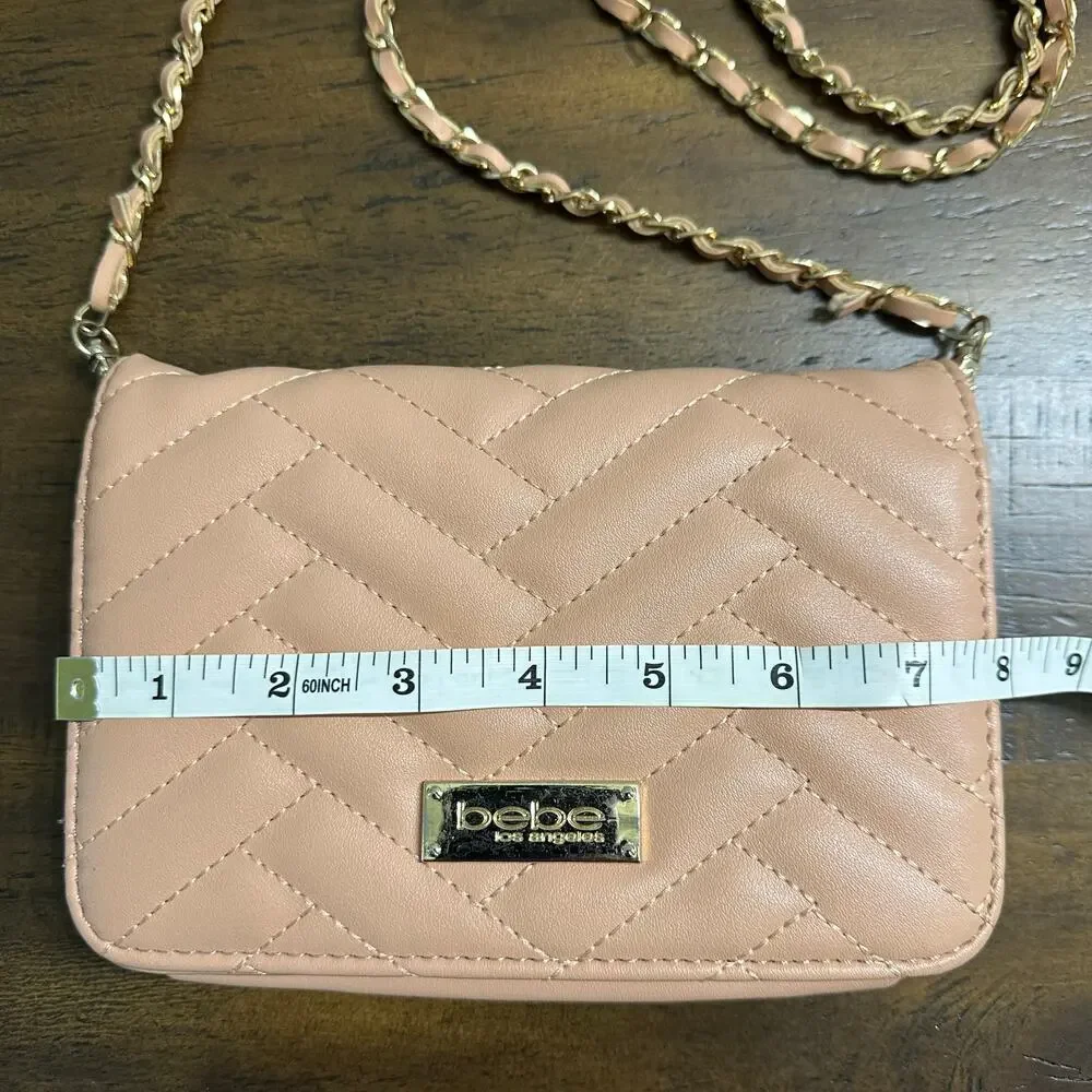 Bebe Los Angeles Blush Quilted Crossbody Chain Strap‎ Mini Bag